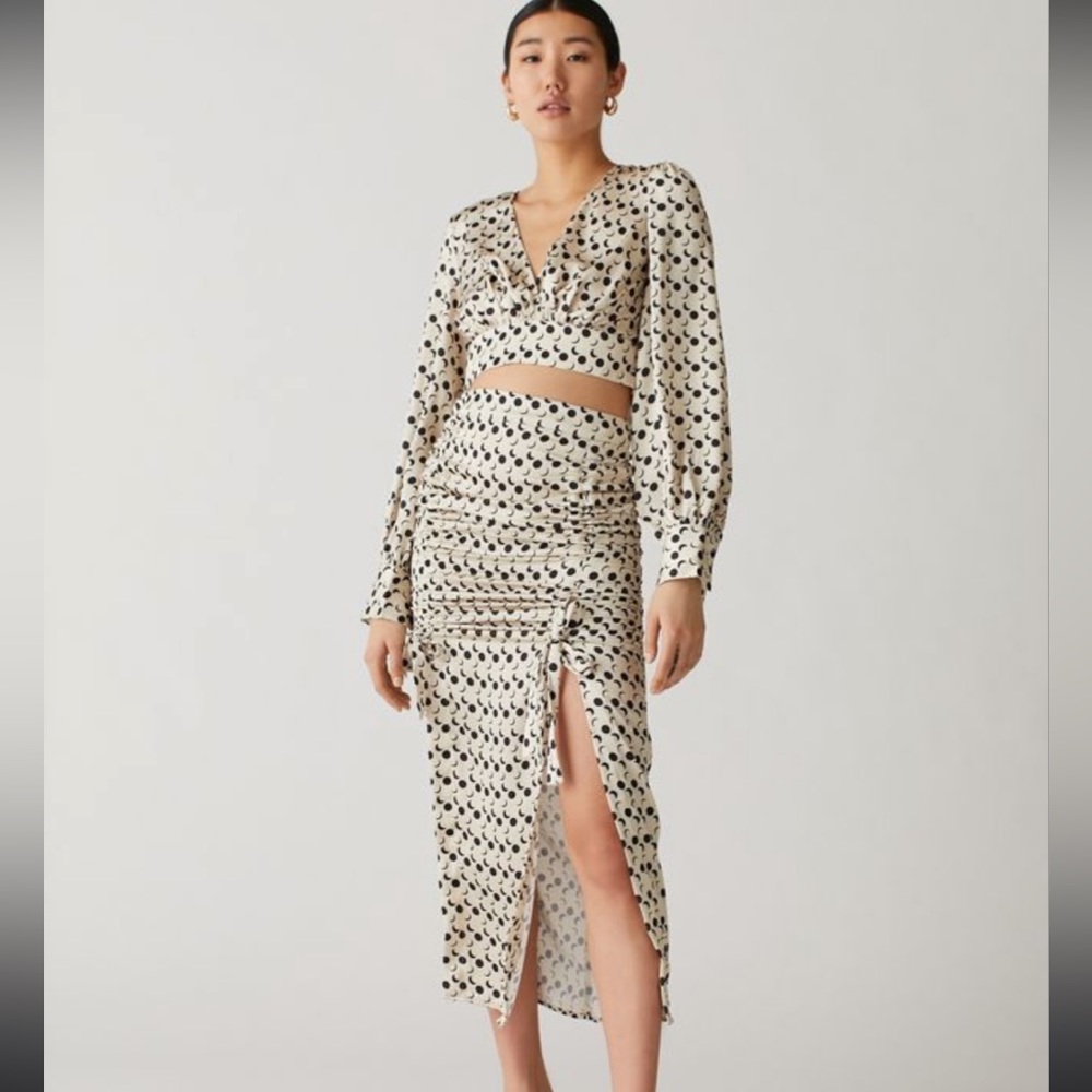 Rare London Satin Printed Top and Midi Skirt
